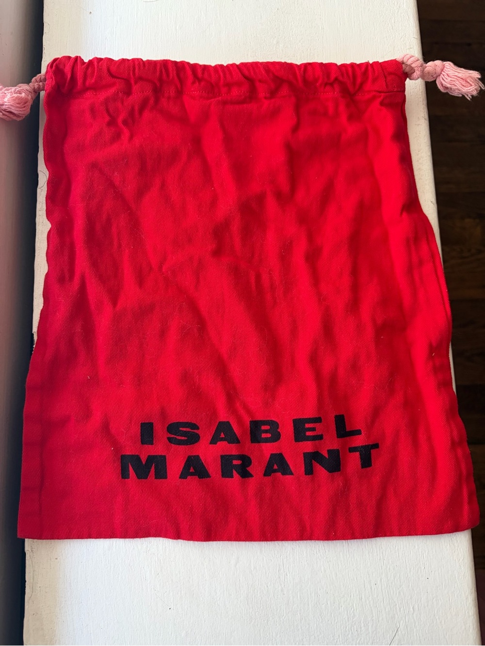 Isabel Marant Red Drawstring Skirt Pouch with Black Logo
